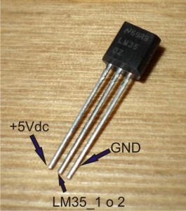 LM35 -  connessioni pin